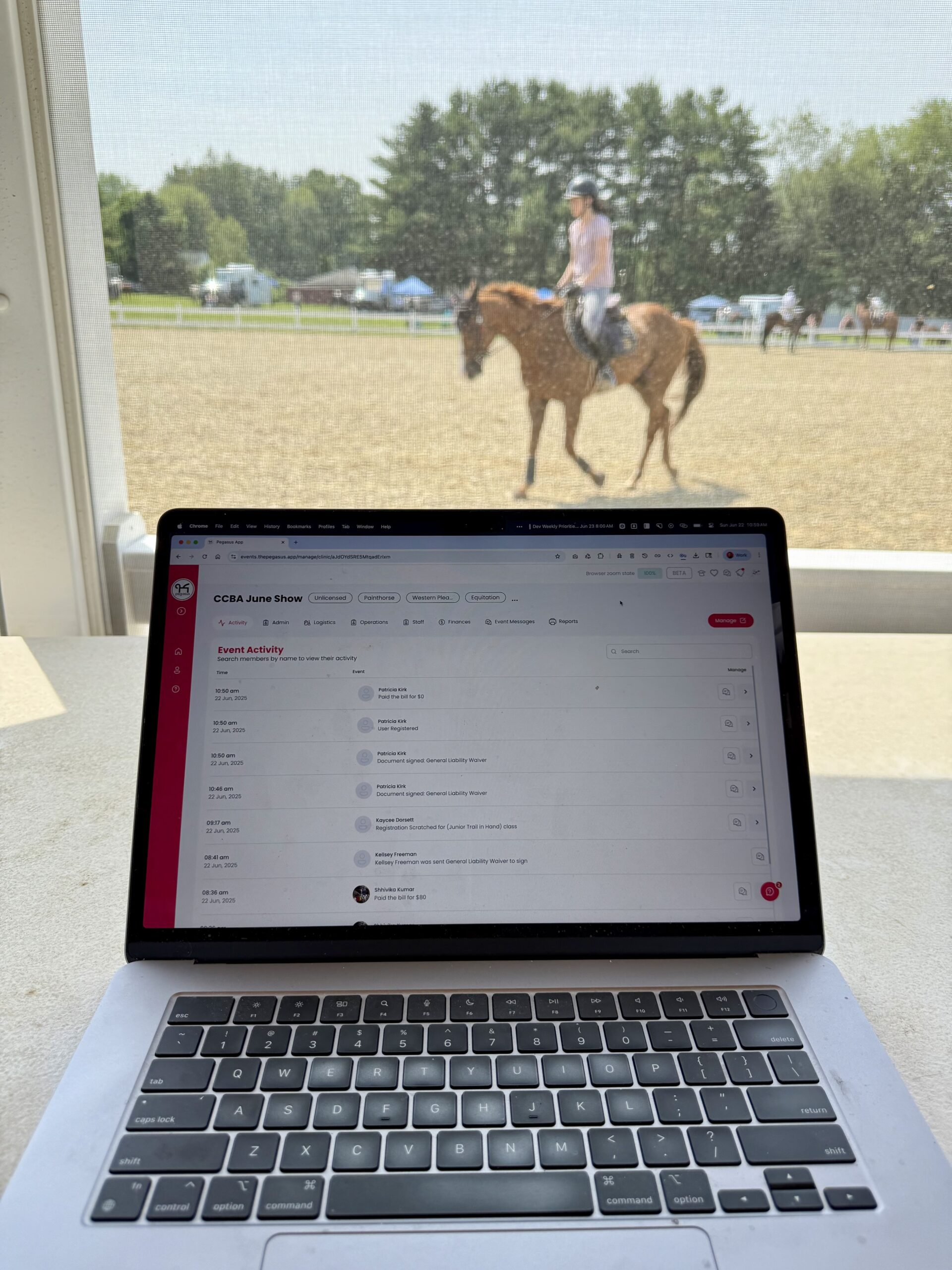 Pegasus Event Management System at a Horse Show